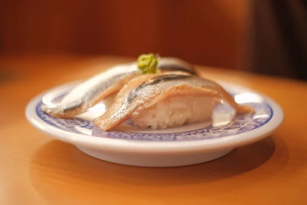 Closeup Shot Rice Fish Plate — Stock Fotó