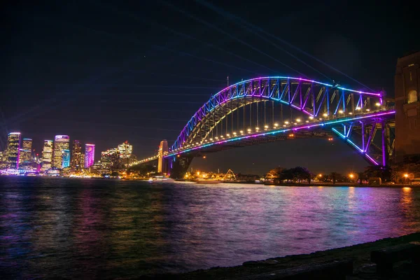 Sydney Harbour Bridge Colourful Light Vivid Sydney Australia — Photo