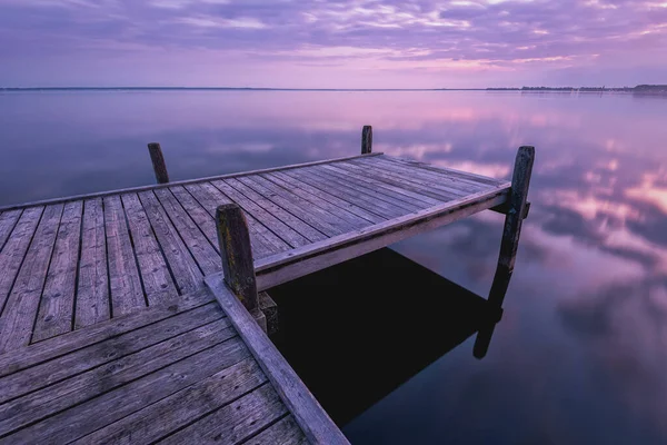 Molo Legno Nel Lago Steinhuder Meer Germania Durante Mattina Presto — Foto Stock