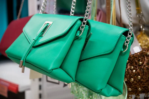 Close Green Bags Store Sale — Fotografia de Stock