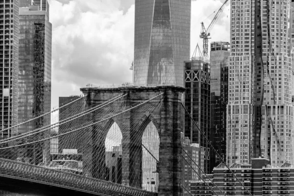 Una Hermosa Foto Escala Grises Del Puente Brooklyn Nueva York — Foto de Stock