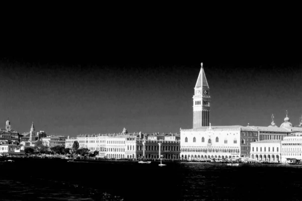 Rivisitazione Artistica Bianco Nero Paesaggio Classico Venezia Piazza San Marco — Foto Stock