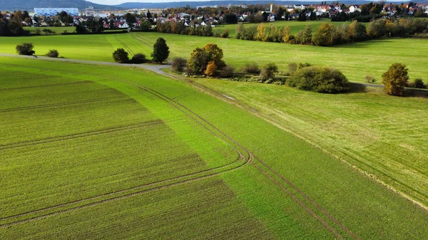 Aerial View Green Meadows Fields Typical Small Berchtesgaden Town Germany — Zdjęcie stockowe