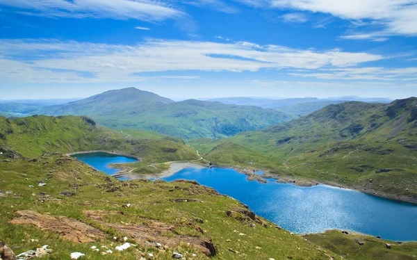 A peaceful scene with the Lake in Snowdonia as seen on the climb up Mount Snowdon in Wales, UK