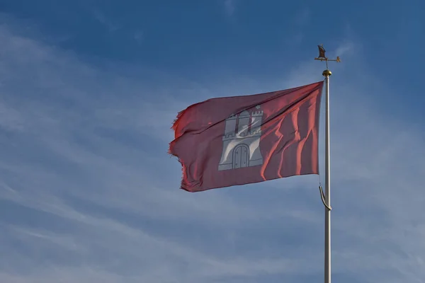 Flag Hamburg Waving Wind — Stock Fotó