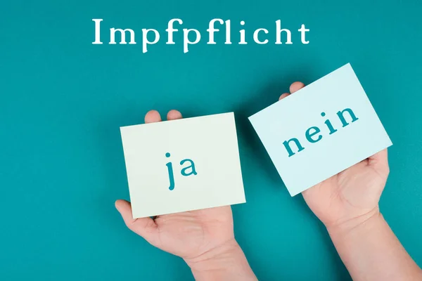 Impfpflicht Deutsche Sprache Und Nein Steht Auf Dem Papier Entscheidungsfindung — Stockfoto