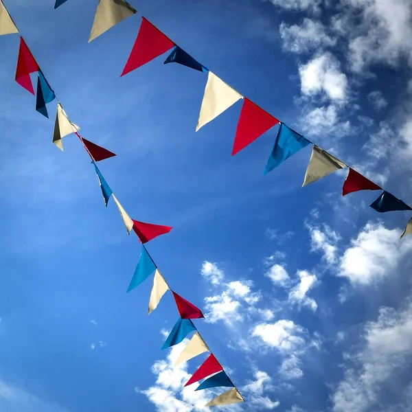 Colorful Bunting Flags Blue Sky — ストック写真
