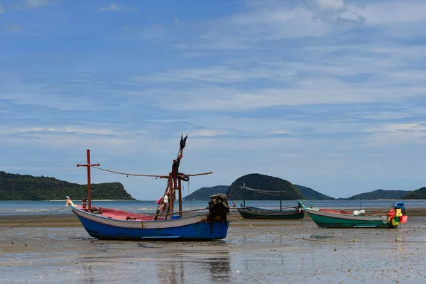 Fotografado Ângulo Inferior Com Mais Espaço Fundo Fishig Boats Phrachuap — Fotografia de Stock