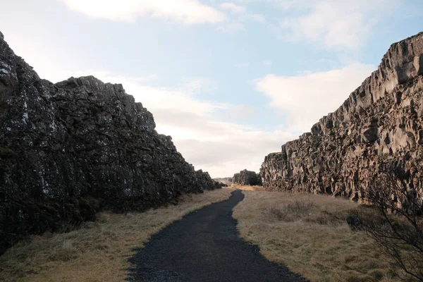 Μια Γραφική Θέα Του Όμορφου Εθνικού Πάρκου Thingvellir Στην Ισλανδία — Φωτογραφία Αρχείου