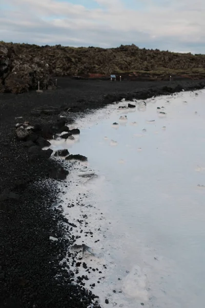 Scenic View Blue Lagoon Geothermal Hot Spring Iceland Gloomy Sky — Stockfoto