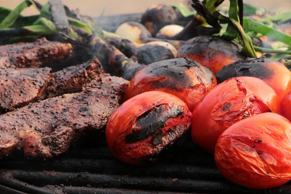 Vegetables Meat Barbecue Grill — Stock Photo, Image