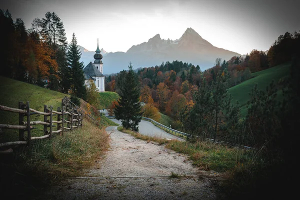 Maria Gern Pilgrimage Church Autumnal Landscape Upper Bavaria Germany — Stock Photo, Image