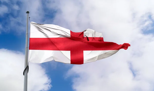 Flaga Anglii Realistyczna Flaga Falistej Tkaniny — Zdjęcie stockowe