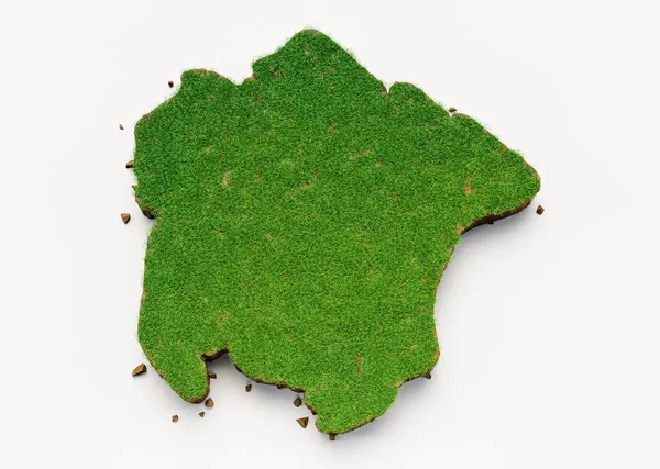 白地に草の質感を持つスリナムの地図の3Dレンダリング — ストック写真