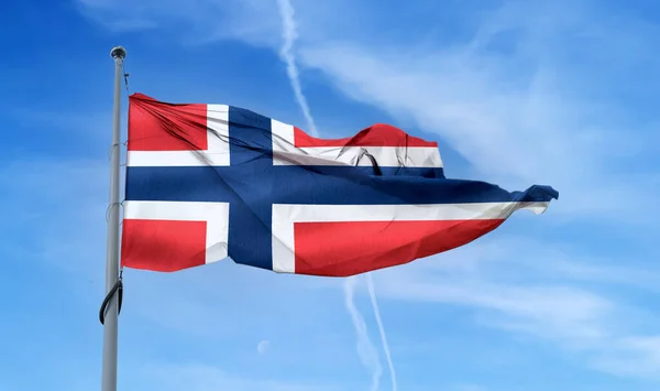 Una Bandera Bouvet Island Ondeando Poste Cielo Azul — Foto de Stock