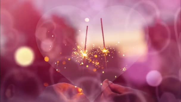 Hands Holding Sparklers Animation Design Concept — Stock Video