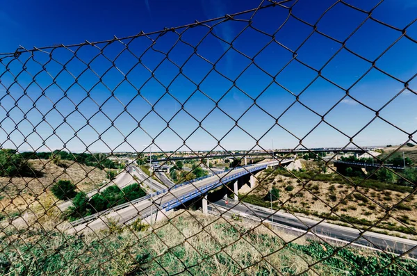 Ein Gier Zaun Straßenrand Madrid Spanien — Stockfoto