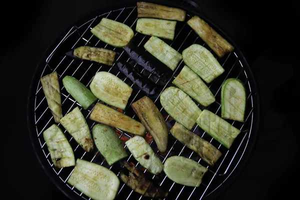 Closeup Vegetables Grill Top View — Stockfoto