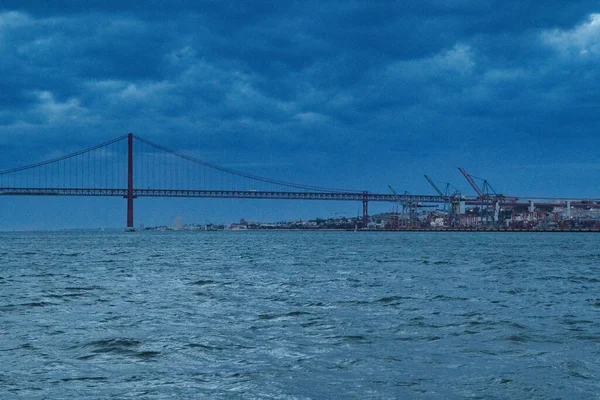 Beautiful View Abril Bridge Sea Almada Portugal — Stockfoto