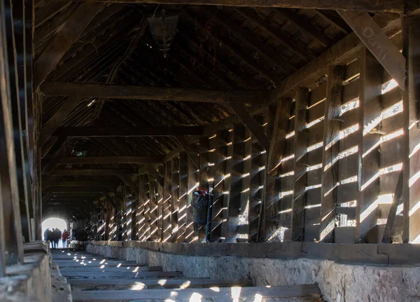 Wooden Staircase Sighisoara Fortress Romania — Fotografia de Stock