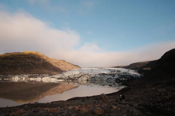 Μια Ανατριχιαστική Θέα Του Παγετώνα Solheimajokull Στην Ισλανδία — Φωτογραφία Αρχείου