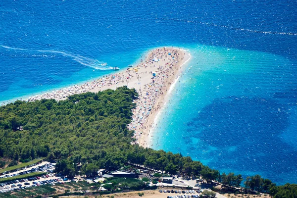 Eine Luftaufnahme Des Strandes Zlatni Rat Bol Kroatien — Stockfoto