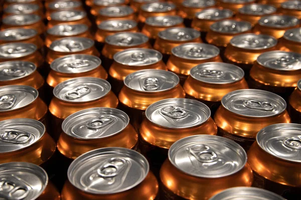 Close Many Beer Cans — Stockfoto