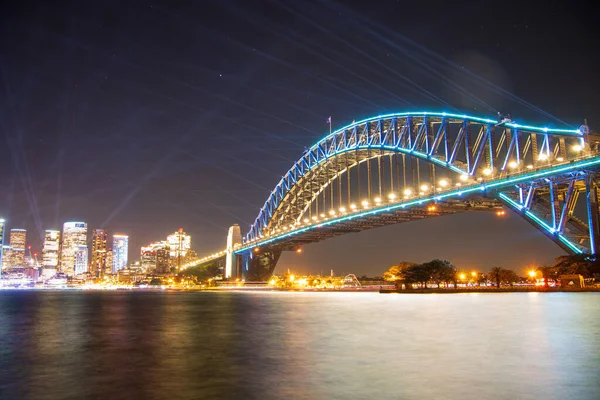 Sydney Harbour Bridge Blue Lights Vivid Sydney Australia — Stock Fotó