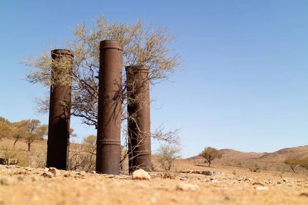 Three Water Towers Dry Arid Area — Photo