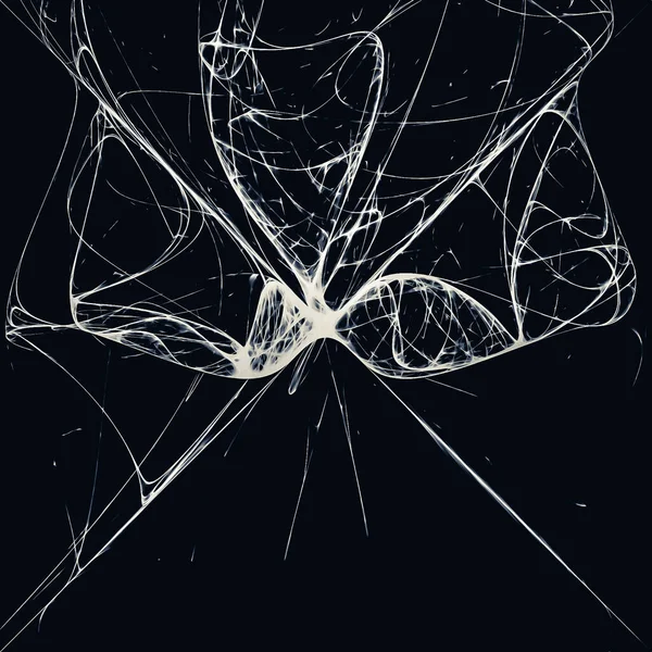 Иллюстрация Белых Запутанных Кривых Линий Черном Фоне — стоковое фото