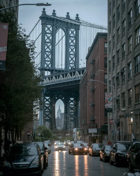 New York Colombia 2018 Június Vertical Shot Manhattan Bridge Brooklyn — Stock Fotó