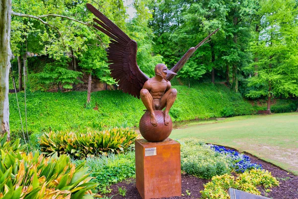 Greenville Estados Unidos Maio 2021 Uma Estátua Parque Falls Rio — Fotografia de Stock