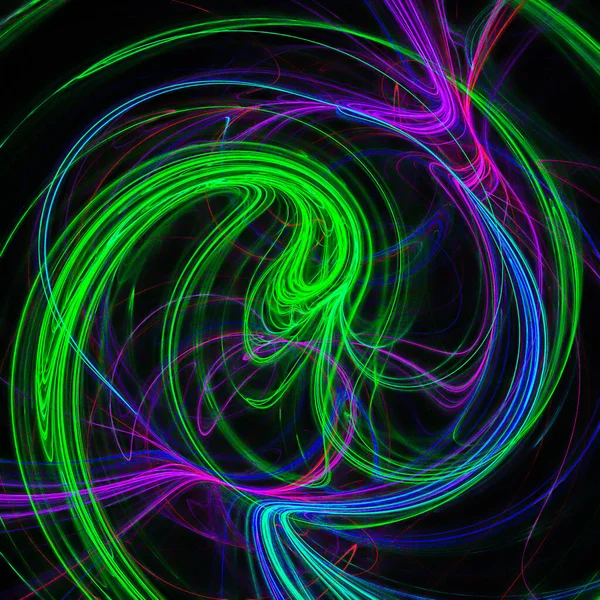 Illustration Tangled Colorful Spirals Lines Black Background — Φωτογραφία Αρχείου