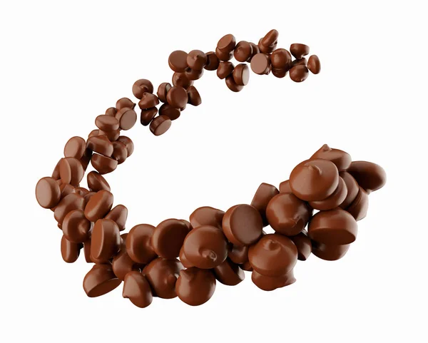 Uma Ilustração Chips Chocolate Forma Uma Lua Crescente — Fotografia de Stock