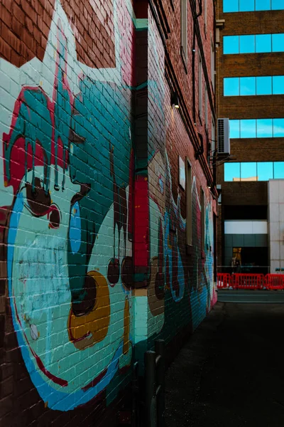 Calgary Canada Жовтня 2021 Року Барвисте Графіті Стіні Цегляного Будинку — стокове фото