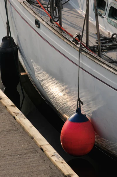 Closeup Orange Buoy Side Boat — Fotografia de Stock