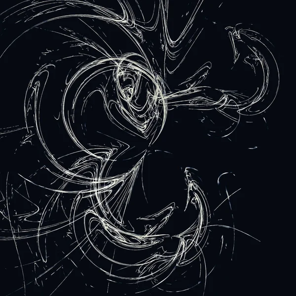 Illustration White Tangled Spirals Curves Black Background — Photo