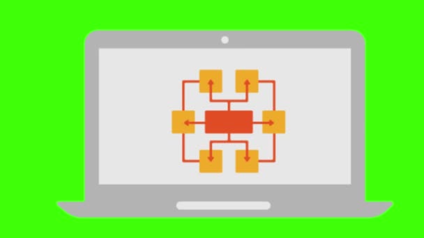 Ноутбук Інфографікою Зелений Екран Анімації Vfx — стокове відео