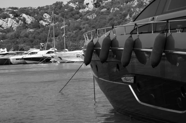 Poltu Quatu Italien August 2021 Graustufenaufnahme Von Booten Hafen Von — Stockfoto