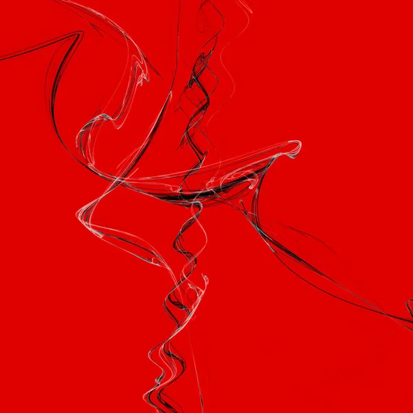 Illustration Tangled Curves Spirals Bright Red Background — Fotografia de Stock