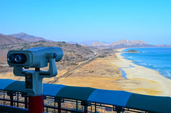 Binocular Goseong Unification Observatory Background Beach Mountains South Korea — 图库照片