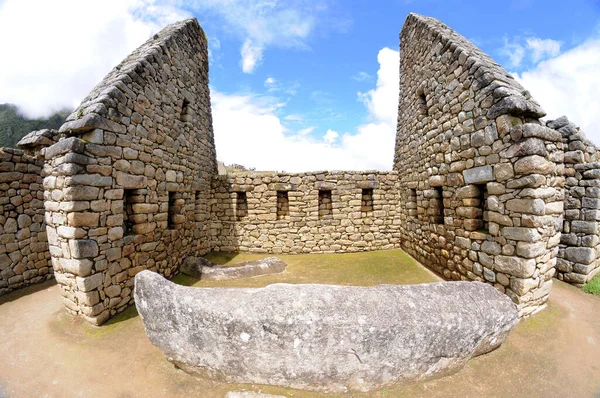 Peru Daki Antik Nka Kasabası Machu Picchu Daki Taş Binalar — Stok fotoğraf