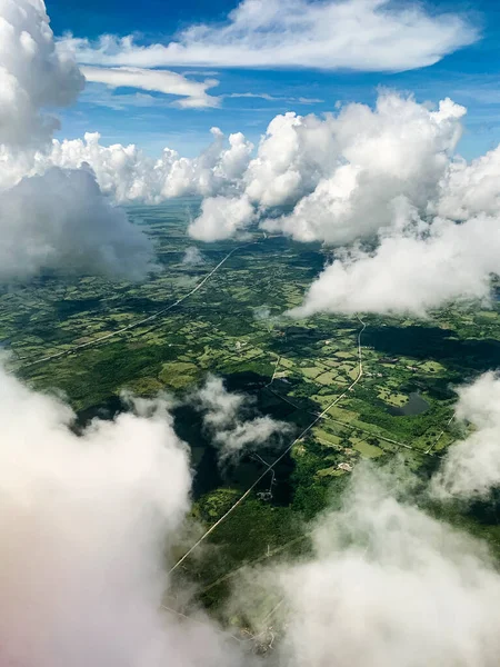 Aerial View Green Lands Clouds — Stock Photo, Image
