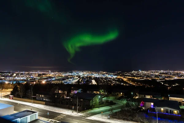 Mesmerizing Shot Northern Lights Reykjavik Iceland — Stock Photo, Image