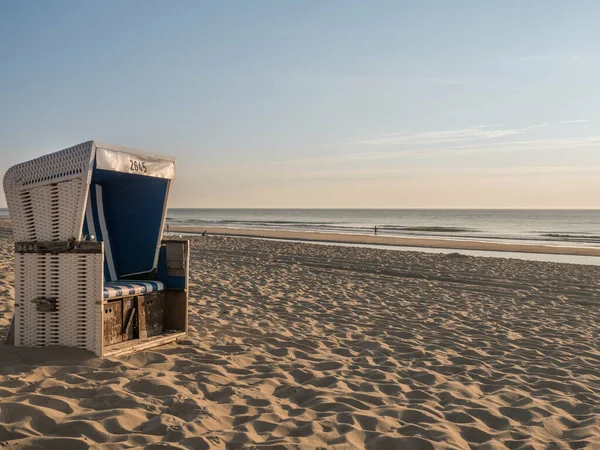 Covered Beach Chair Island Sylt Summer Evening German Coast — стокове фото