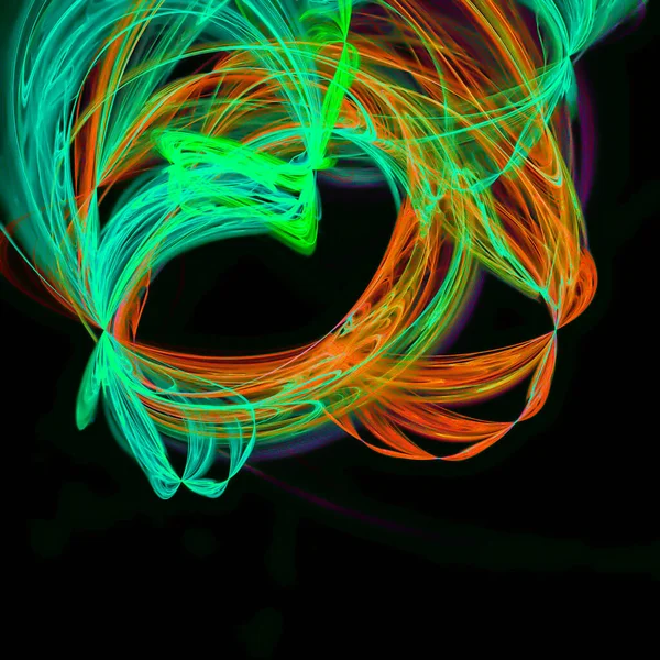 Illustration Tangled Colorful Spirals Lines Black Background — ストック写真