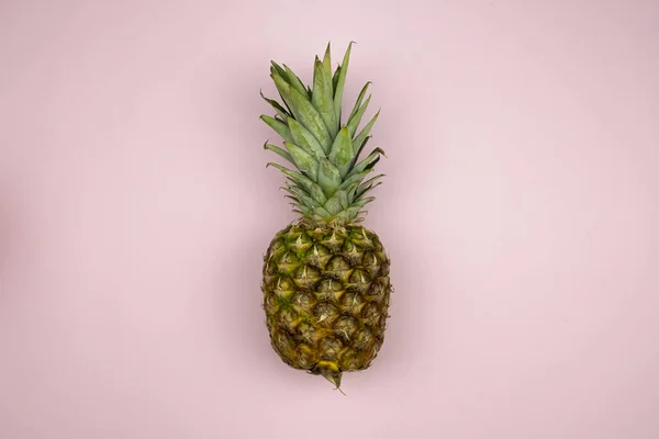 Closeup Pineapple Pastel Pink Background — стоковое фото