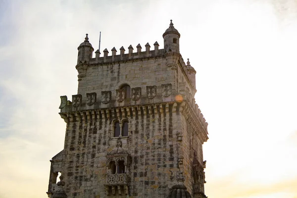 Obloha Západu Slunce Nad Věží Svatého Vincence Lisabonu Portugalsko — Stock fotografie