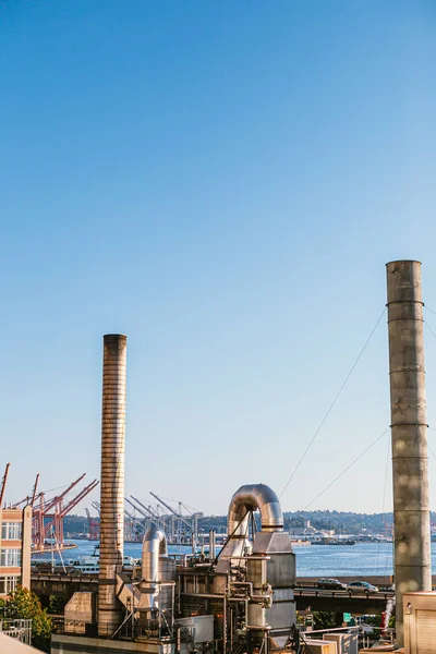 Vertical Shot Industrial Construction Port Seattle Washington State — Fotografia de Stock