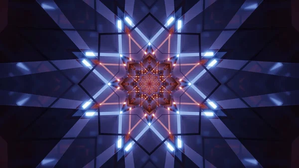 Rendering Futuristic Kaleidoscope Hallway Portal Colorful Lights — Stock Photo, Image